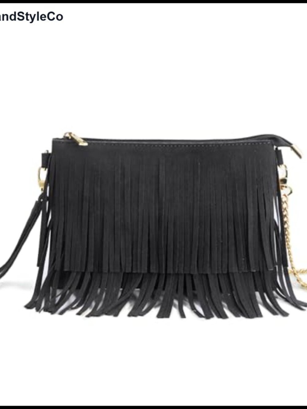 Faux Suede Fringe Crossbody Bag with Detachable Wristlet Chain Strap